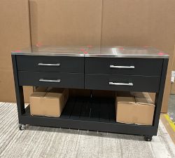 Open Box: Malibu Metal Outdoor Kitchen Island (58") - Black