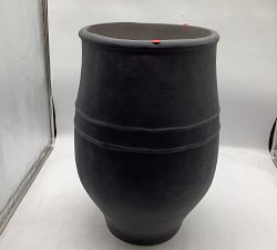 Open Box: Sienna Fiber Stone Outdoor Planter, Large (17.5"D x 25"H) - Charcoal