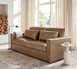 Westwood Square Arm Deep Seat Leather Sofa (77"-102")