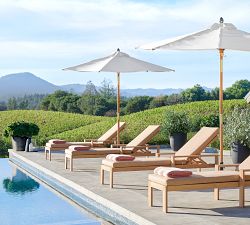 9' Round Outdoor Patio Umbrella &ndash; Teak Tilt Frame​