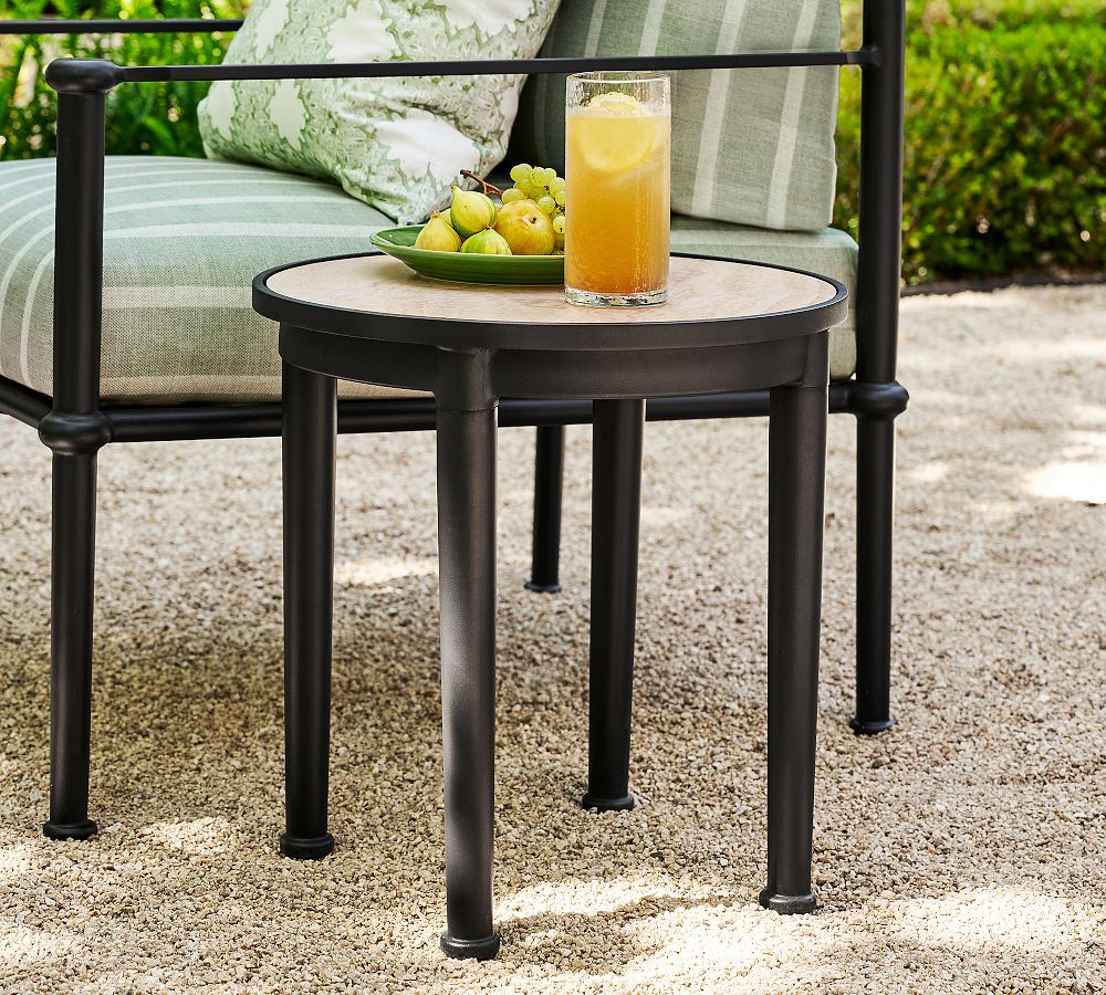 Ellis Metal Round Outdoor Side Table (18") by Pottery Barn