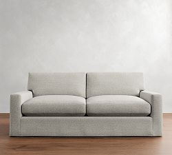 PB Comfort Modern Square Arm Slipcovered Sofa (62"-118")