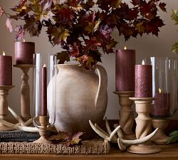 Kadence Turned Wood Hurricane Candle Holders