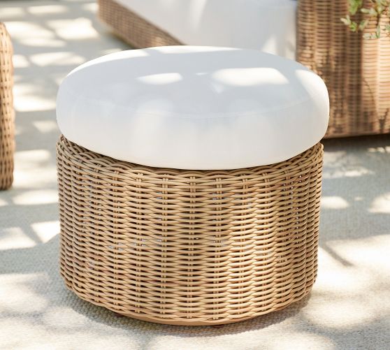 Huntington Wicker Petite Swivel Outdoor Ottoman (21") by Pottery Barn