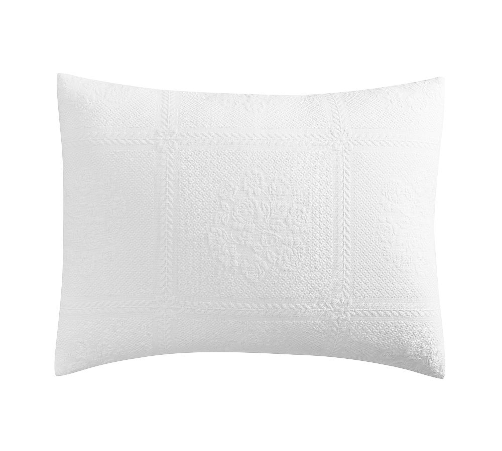 Cotton Damask Jacquard Sham - White, Standard