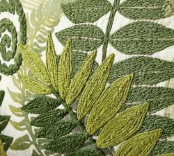 Fern Embroidered Lumbar Pillow Cover