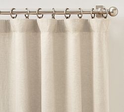 Open Box: Belgian Flax Linen Blackout Curtain, 100"W x 108"L - Flax