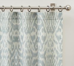 Open Box: Vega Ikat Linen Cotton Blackout Curtain, 50"W x 96"L - Blue