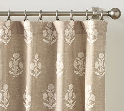Open Box: Summer Bhotah Blackout Curtain, 50"W x 84"L - Flax/Ivory