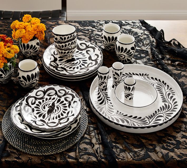 Puebla Porcelain Chip & Dip Server | Pottery Barn