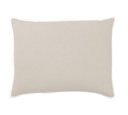 Open Box: Belgian Flax Linen Contrast Flange Sham, Standard, Set of 3 - Flax/White
