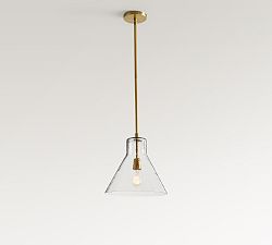 Open Box: Bridget Recycled Glass Flared Pendant, Small (14") - Tumbled Brass