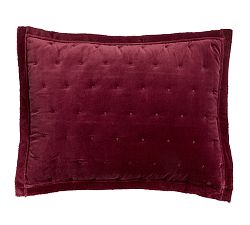 Open Box: Velvet Tufted Quilted Sham, Standard, Set of 3 - Merlot