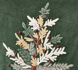 Winter Tree Embroidered Pillow Cover
