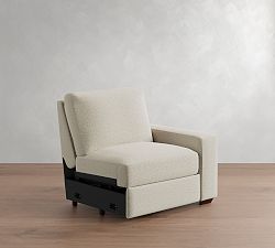 Open Box: Big Sur Square Arm Motion Right Power Recliner - Heathered Chenille Pebble, Ebony