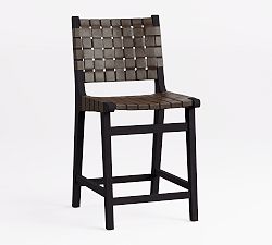 Open Box: Fenton Leather Counter Stool (24") - Statesville Toffee, Coffee Bean