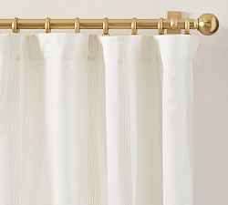 Open Box: Harbor Striped Light Filtering Curtain (50"W x 96"L) - Flax