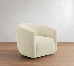 Open Box: Payton Upholstered Swivel Armchair - Performance Boucle Ivory