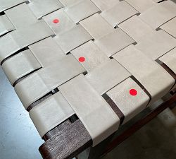 Open Box: Fenton Woven Leather Counter Stool (24") - Statesville Pebble, Coffee Bean