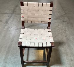 Open Box: Fenton Woven Leather Counter Stool (24") - Statesville Pebble, Coffee Bean