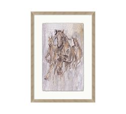 Open Box: Wild Horse Study Painting by Lauren Herrera (17"W x 24"H) - Silver Frame