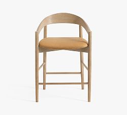 Open Box: Laguna Leather Counter Stool (24") - Keystone Sandstone, Seadrift