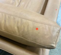 Open Box: Turner Square Arm Leather Sofa without Nailheads (94"W, 44"D), 2x2 - Churchfield Taupe, Seadrift
