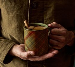 Woodrow Plaid Stoneware Mugs - Set of 4