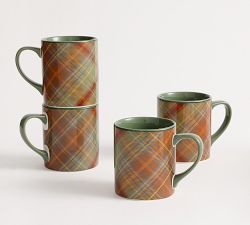 Woodrow Plaid Stoneware Mugs - Set of 4