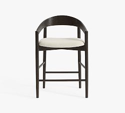 Open Box: Laguna Upholstered Counter Stool (24") - Performance Boucle Oatmeal, Blackened Oak
