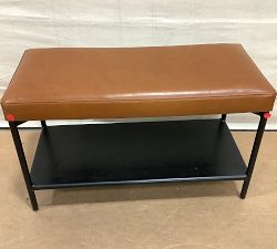 Open Box: Maison Leather Entry Shoe Bench (28") - Saddle Tan, Bronze
