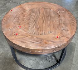 Open Box: Malcolm Round Nesting Coffee Table (25" Diam.) - Glazed Pine, Brushed Gray