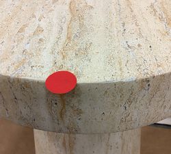 Open Box: Pomona Faux Travertine Round Outdoor Side Table (12")