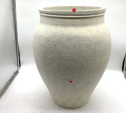 Open Box: Sienna Fiber Stone Outdoor Planter, Large Urn (19.75"D x 24"H) - Ivory