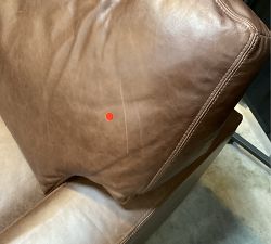 Open Box: Turner Square Arm Leather Small Armchair without Nailheads (37") - Gravel Chocolate, Dark Walnut
