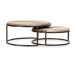 Open Box: Veka Round Hair on Hide Nesting Coffee Tables - Blonde