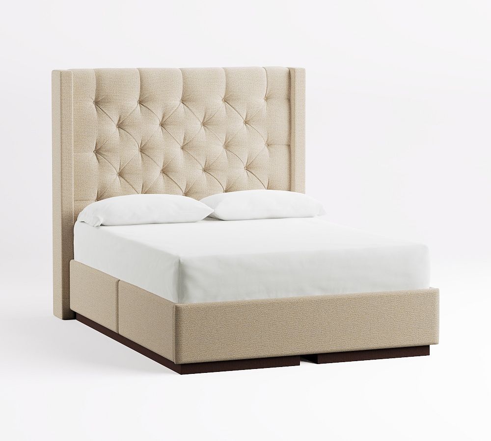 Harper Tufted Upholstered Storage Platform Bed by Pottery Barn