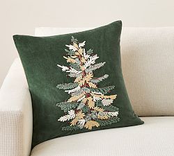 Winter Tree Embroidered Pillow Cover