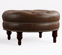 Martin Round Leather Ottoman