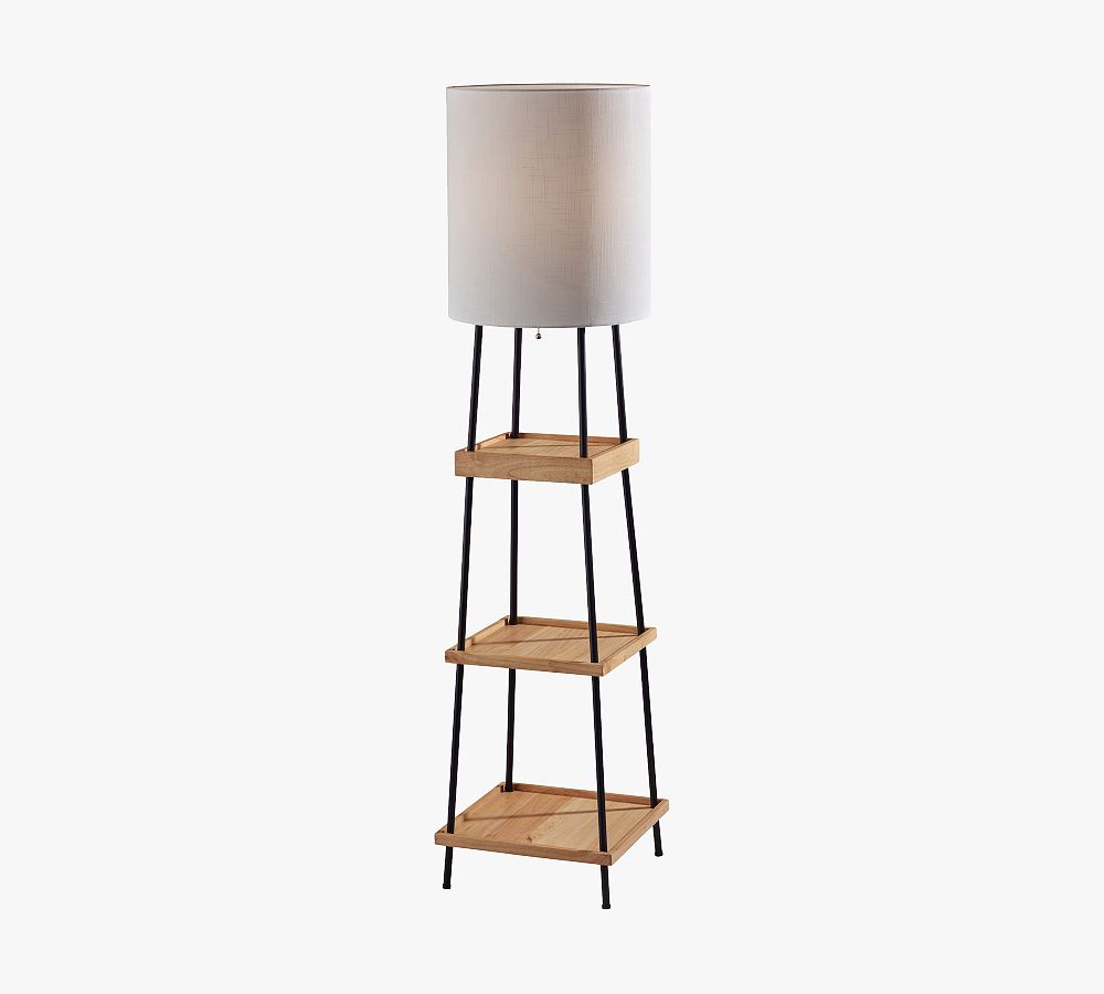 Neve Charge Wooden Shelf Floor Lamp with USB (64") by Pottery Barn
