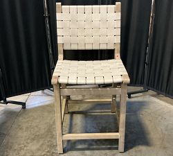 Open Box: Fenton Woven Leather Counter Stool (24") - Statesville Pebble, Seadrift