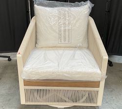 Open Box: Lakewood Rope Swivel Outdoor Lounge Chair with High Performance Cushion Covers - Ivory