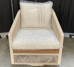 Open Box: Lakewood Rope Swivel Outdoor Lounge Chair with High Performance Cushion Covers - Ivory
