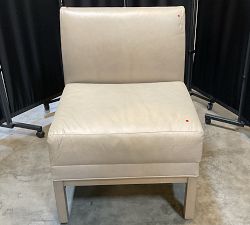 Open Box: Nielson Leather Modular Banquette, Single Seat (25") - Statesville Pebble, Seadrift