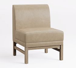 Open Box: Nielson Leather Modular Single Seat Banquette Only (25") - Statesville Pebble, Seadrift