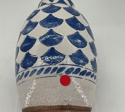 Open Box: Printed Ceramic Vase, Small (7.25"H) - Blue