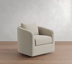 Open Box: Remmy Petite Swivel Chair (32") - Heathered Chenille Stone