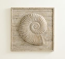Open Box: Wooden Shell Carved Wall Art - Whitewash