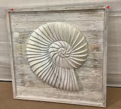 Open Box: Wooden Shell Carved Wall Art - Whitewash