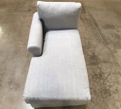 Open Box: York Roll Arm Left Chaise - Performance Rustic Linen Chambray, Espresso